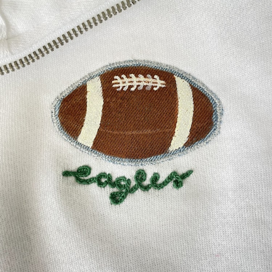 All White Football Quarter-Zip