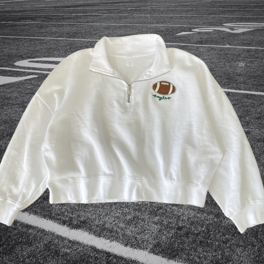 All White Football Quarter-Zip