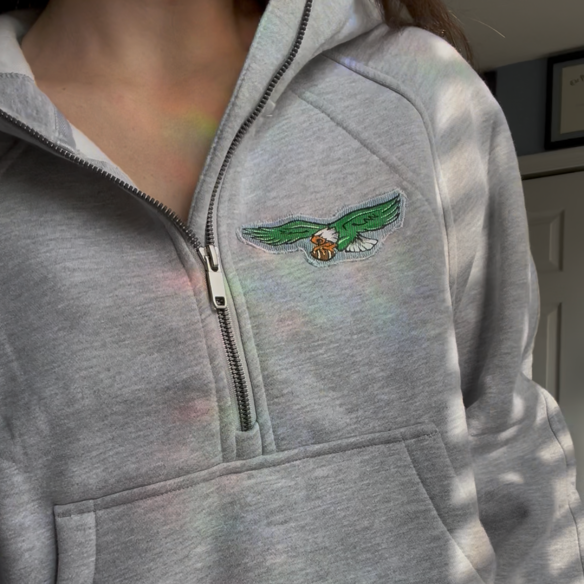 Eagle Quarter-Zip Hoodie with Embroidered Hood