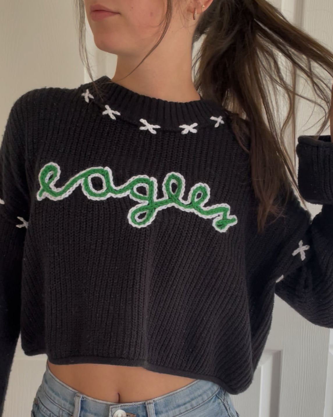 Sports Team Script Hand Stitched Sweater